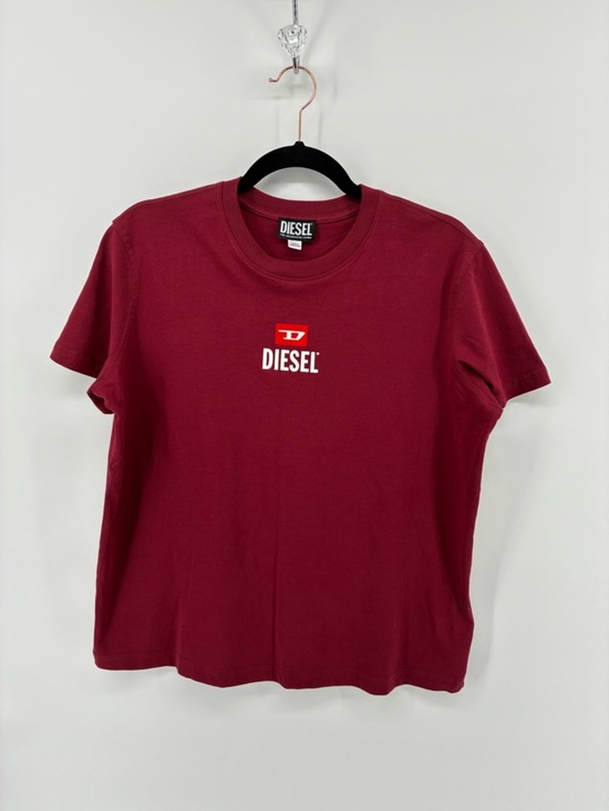 Diesel Tops - Diesel Maroon Short Sleeve Tee with White Logo